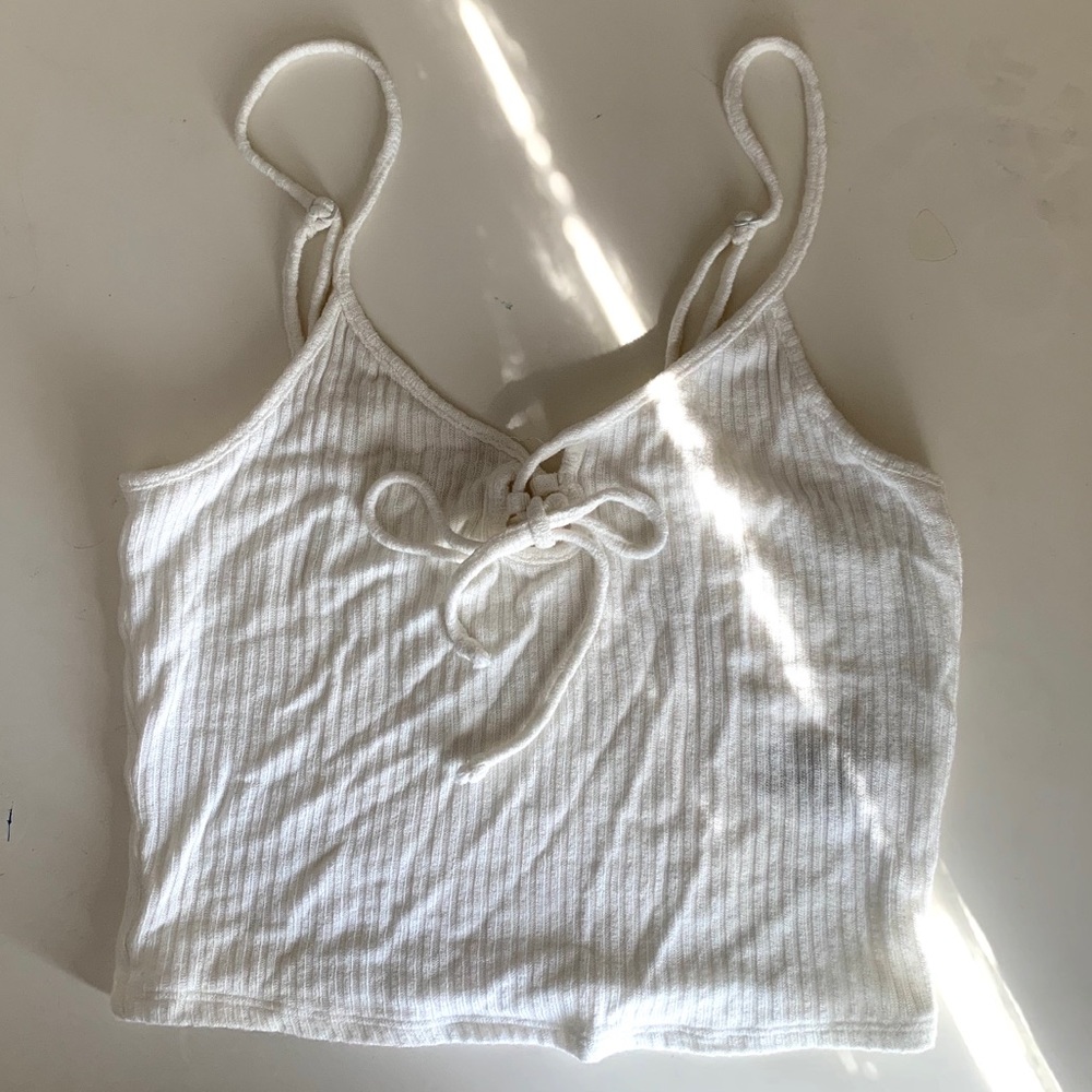 Garage Ribbed Tie Front Cami